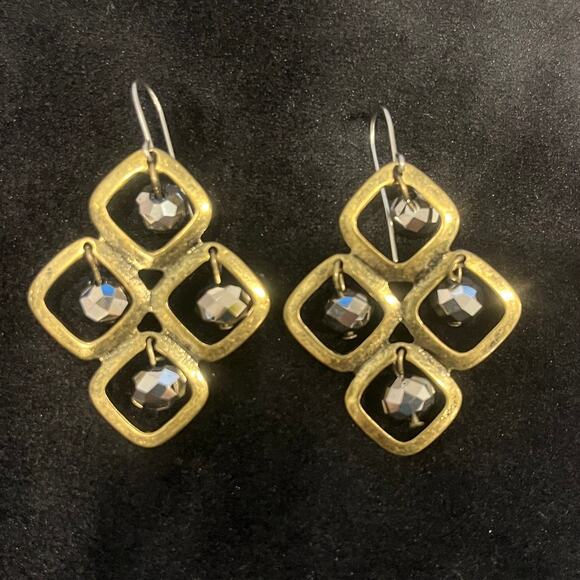 Elegant Bronze and Black Bead Chandelier Earrings - Picture 1 of 4